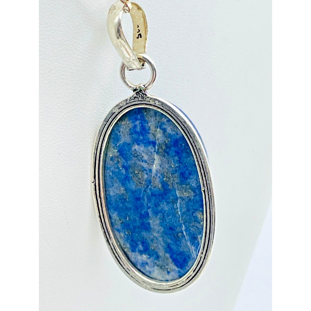 Lapis Lazuli Pendant Sterling Silver Necklace 24" Box Chain 925 Blue Gemstone - Picture 6 of 13